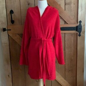 VICTORIA'S SECRET Red Hooded Bath Robe Size M/L